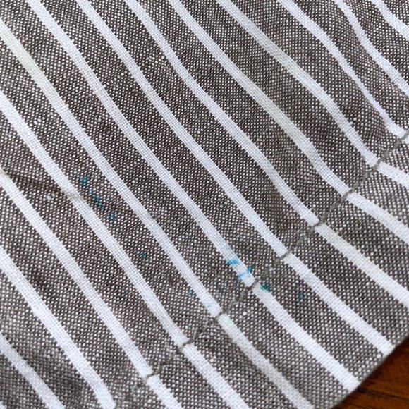 Chico's The Ultimate Fit Pants Women's L Taupe Striped Linen Wide Leg Trousers - Picture 15 of 16